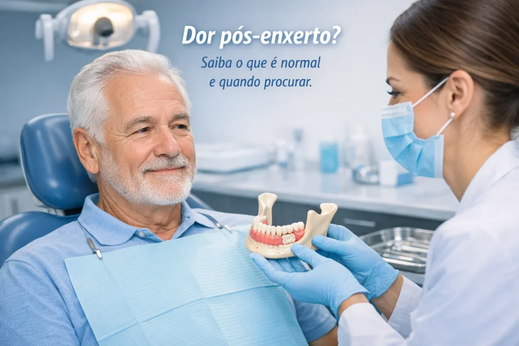 dor pós-operatória após enxerto ósseo para implante dentário
