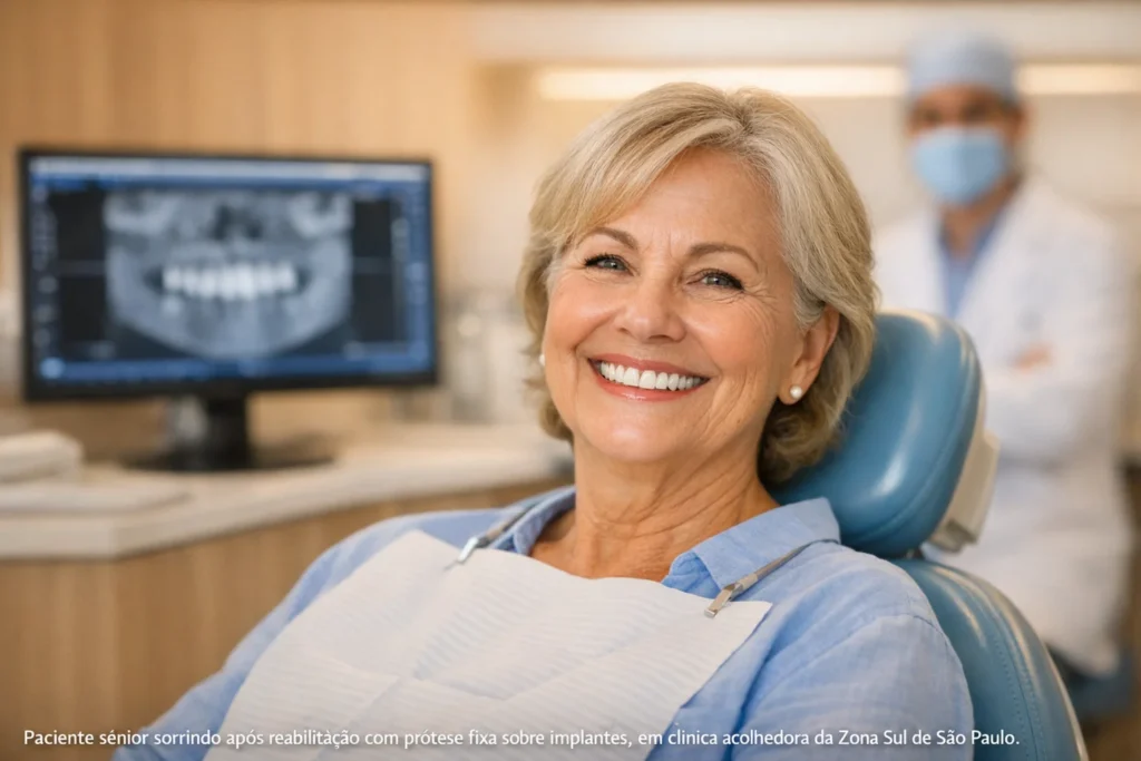 dentes fixos sobre implantes para recuperar sorriso e mastigação